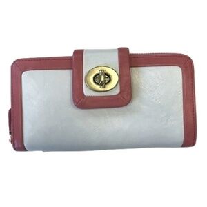 Coach Cricket Wallet in White and Coral